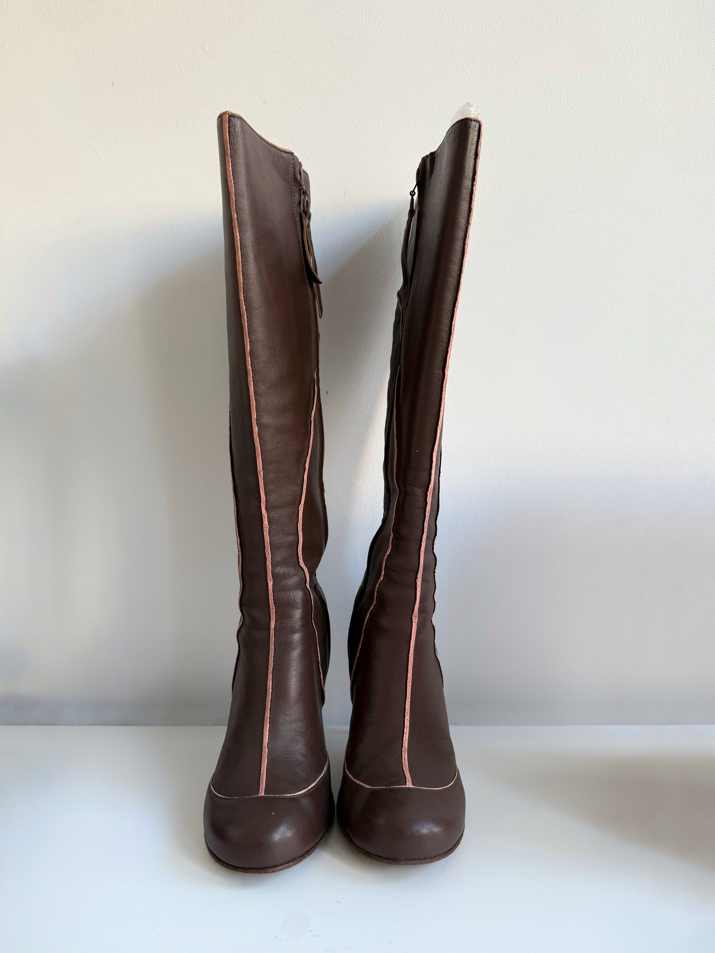 Vintage Diesel Brown Leather High Heel Boots size 38