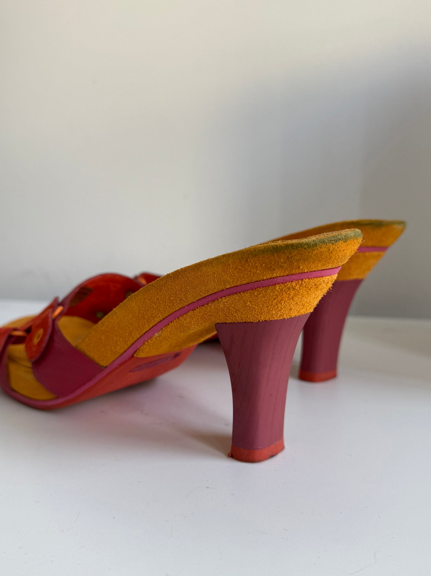 Vintage Diesel Pink & Orange Heeled Sandals