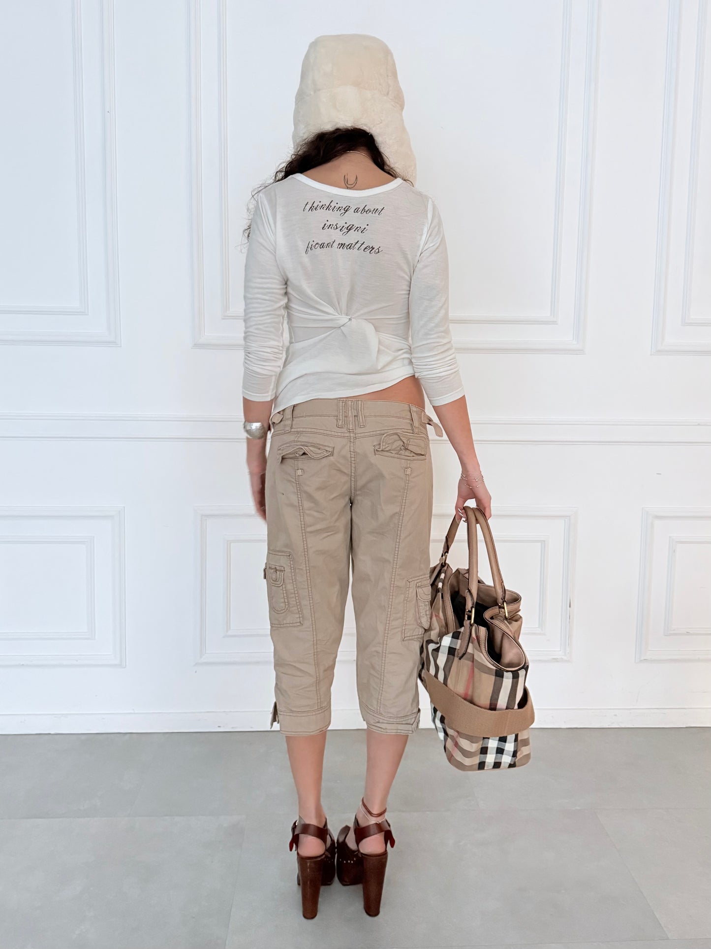 Khaki Cargo Capri Pants