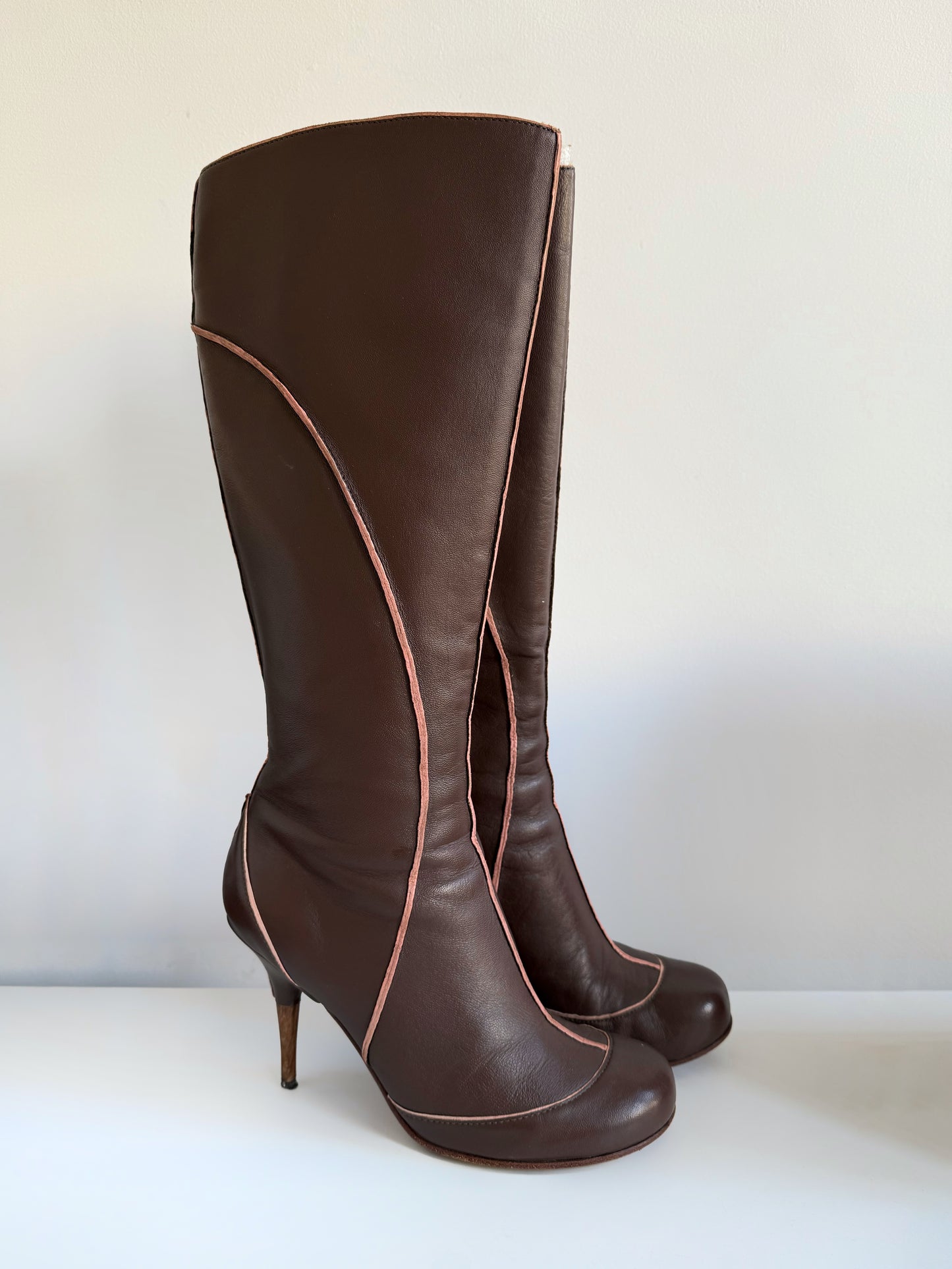 Vintage Diesel Brown Leather High Heel Boots size 38