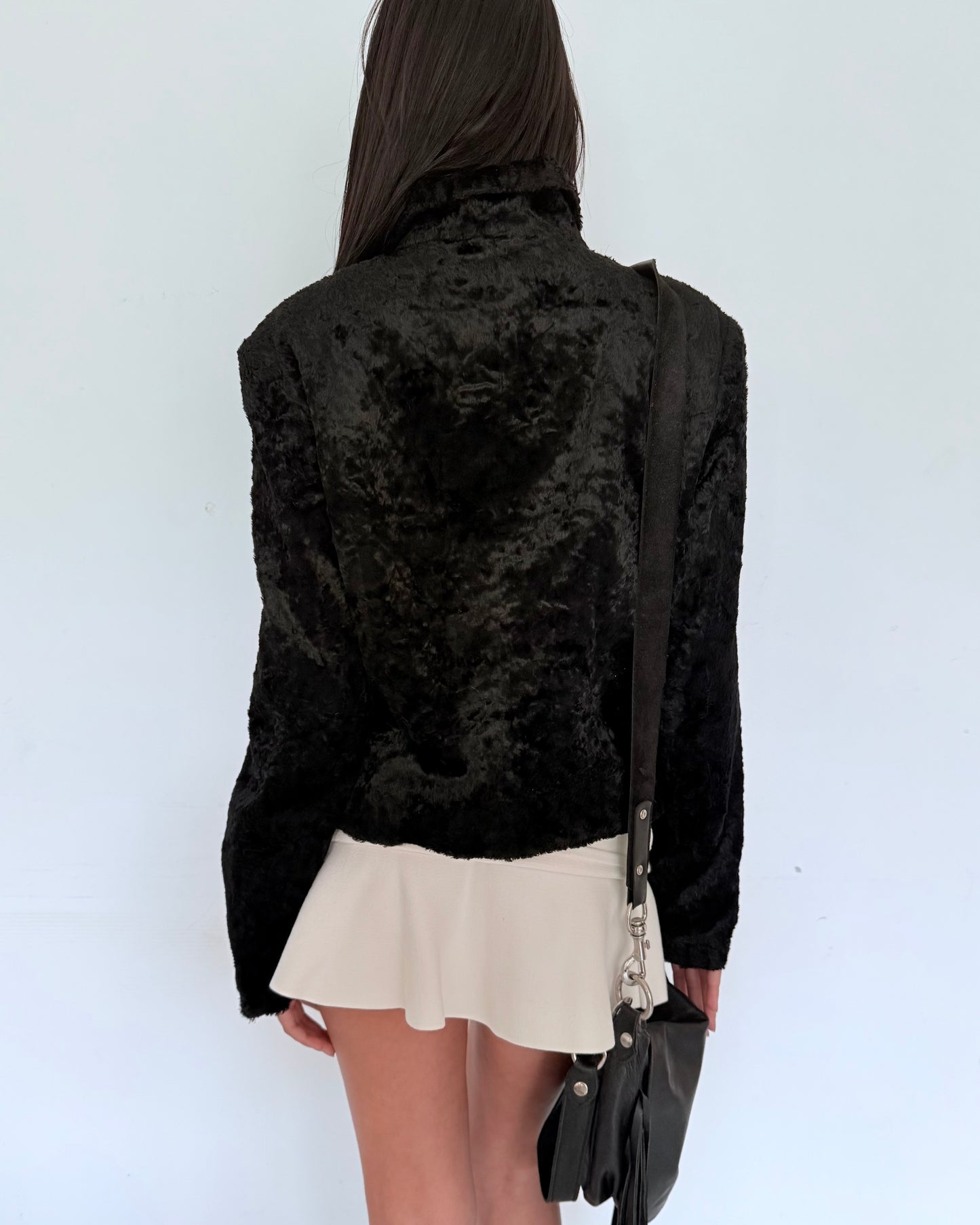 Black Faux Fur Textured Jacket