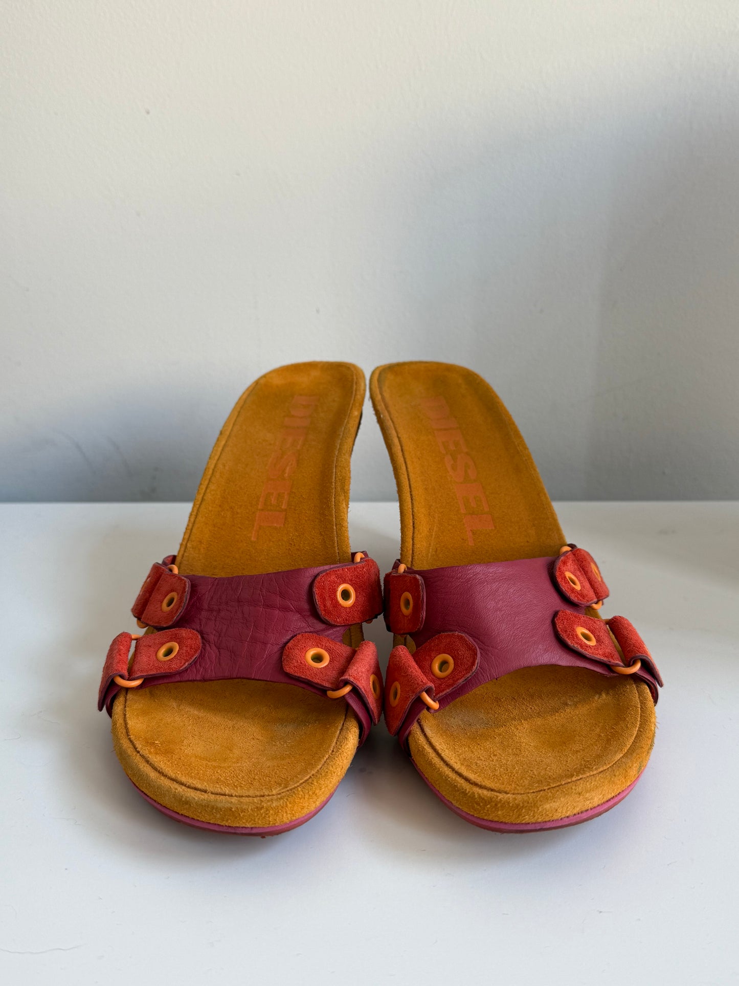 Vintage Diesel Pink & Orange Heeled Sandals