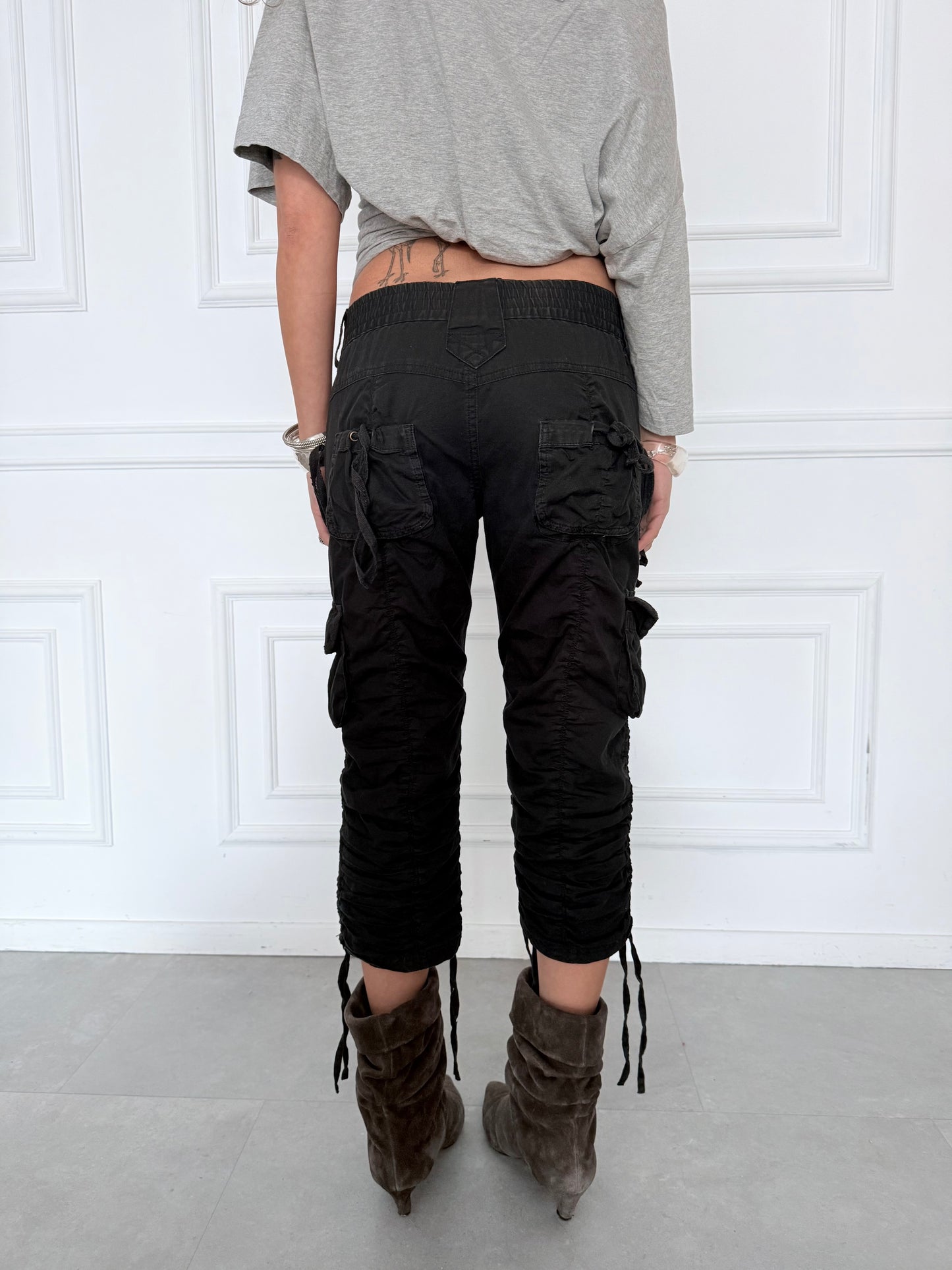 Black Cargo Capri Pants