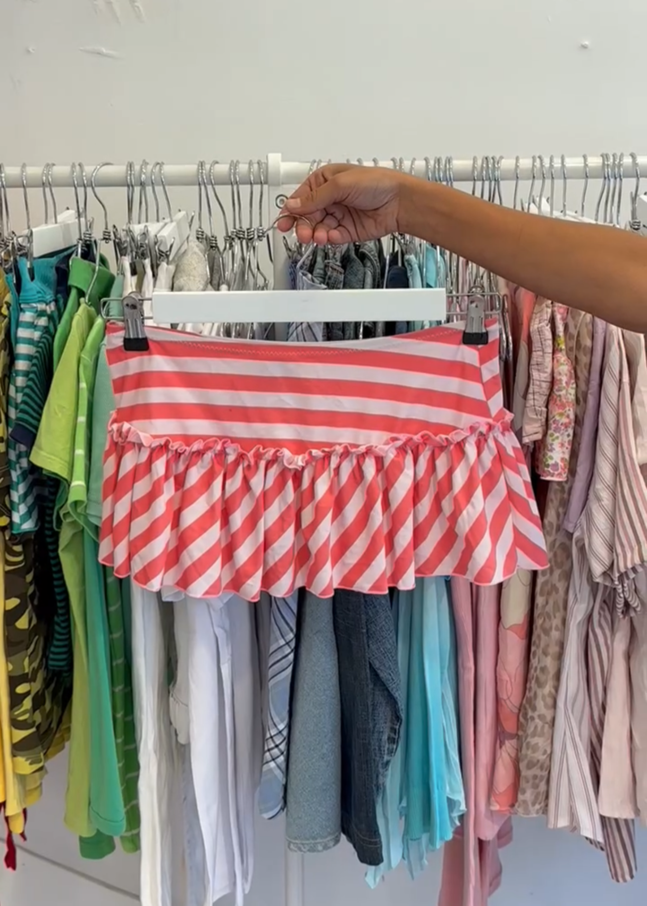 Striped Ruffle Micro Mini Skirt