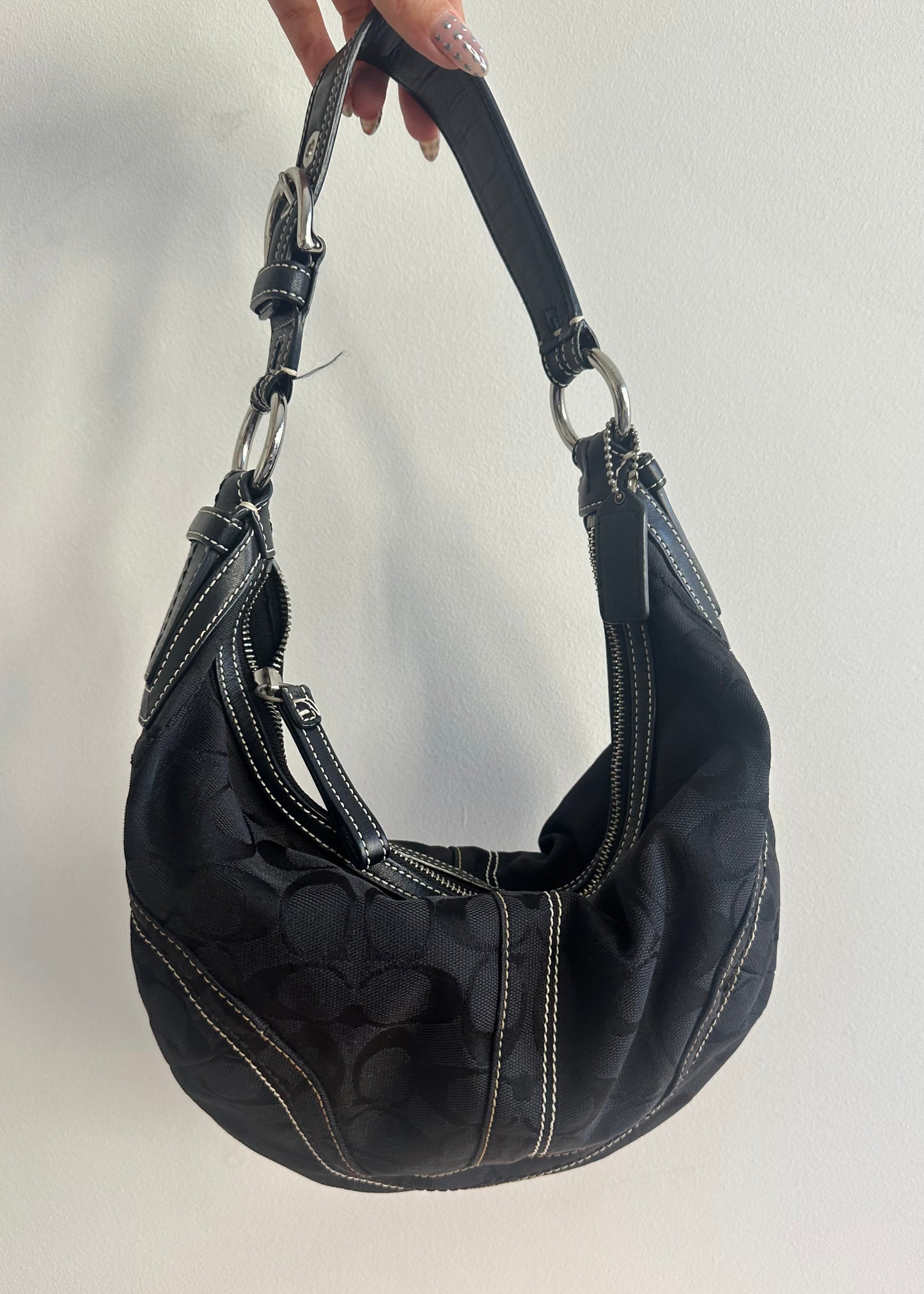 Coach Black Monogram Hobo Bag