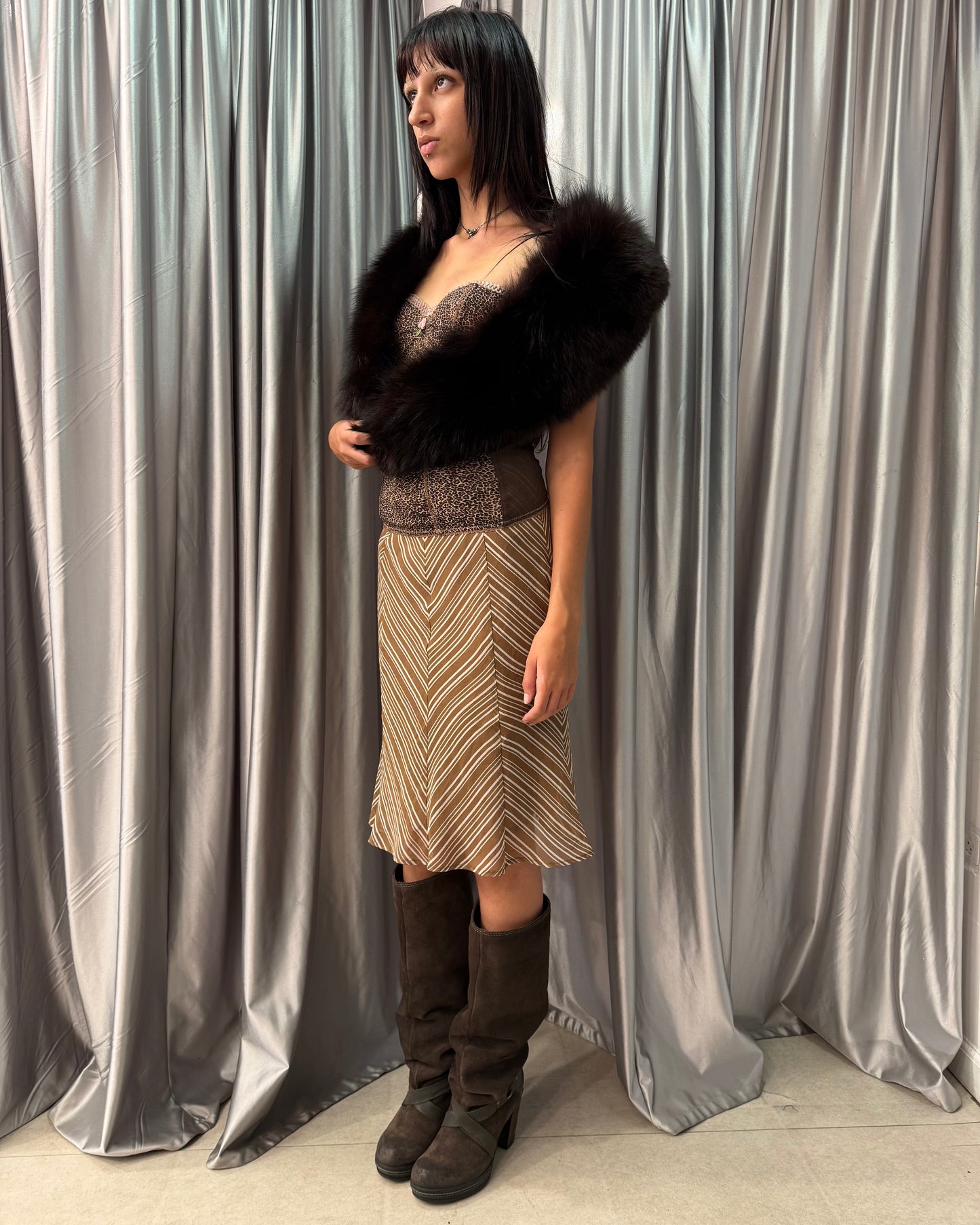 Leopard Lace-Trim Corset Top