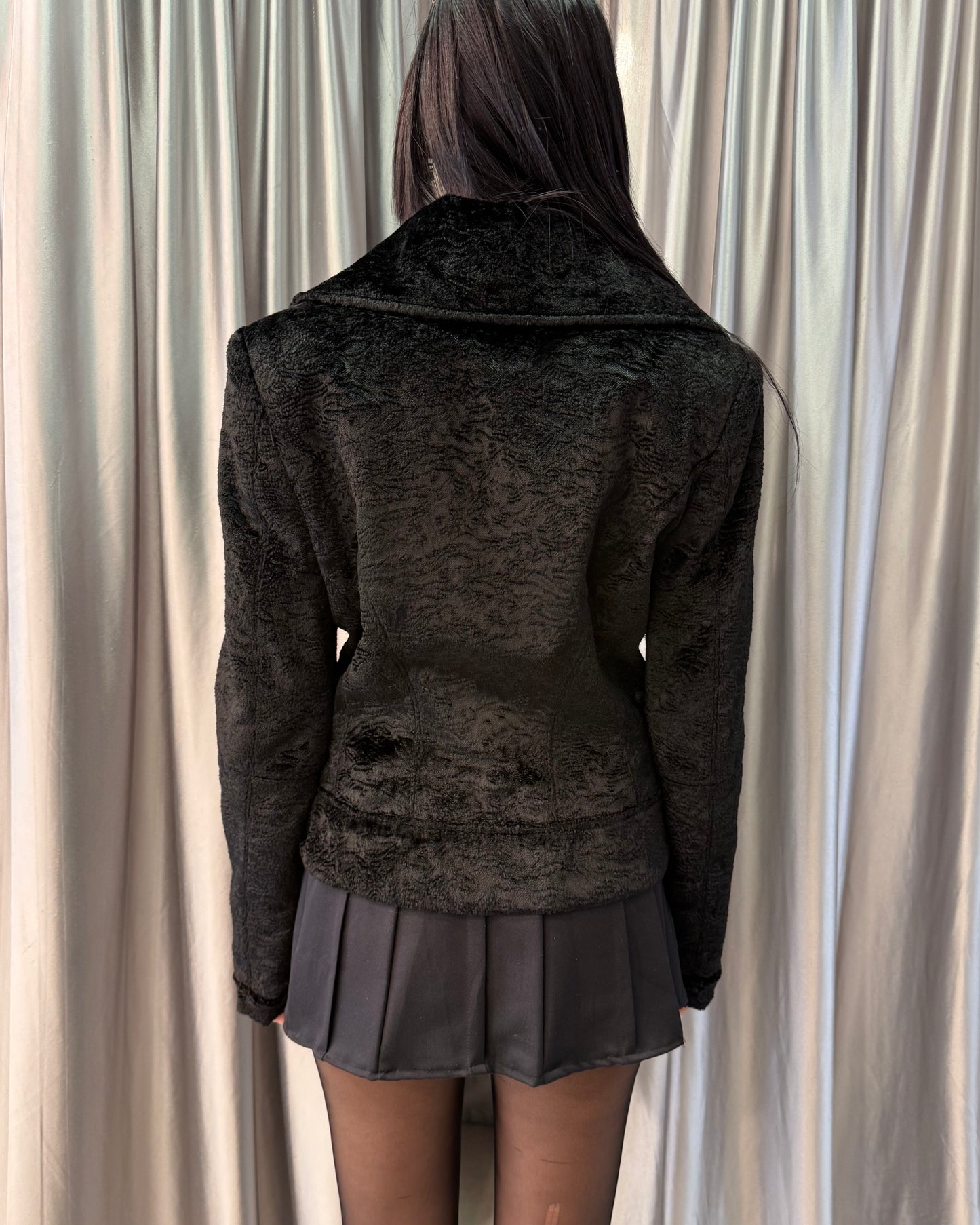 Black Velvet-Texture Coat