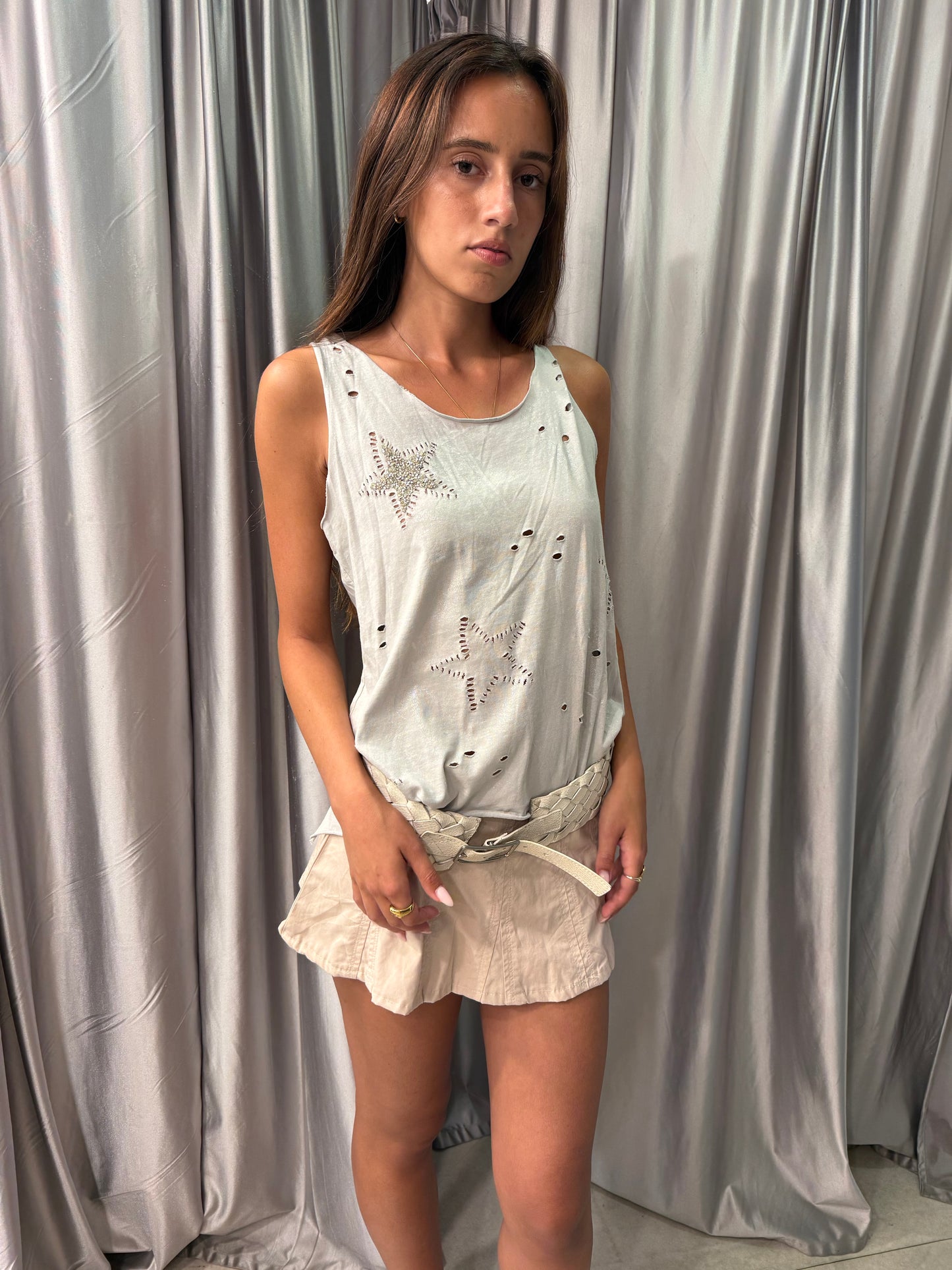 Star Distressed Tank Top