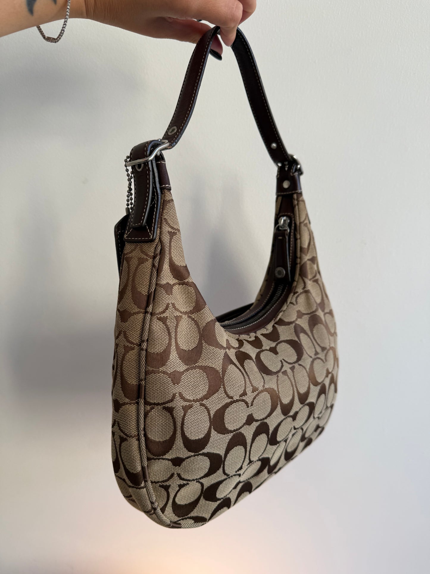 Coach Brown Signature Canvas Shoulder Bag