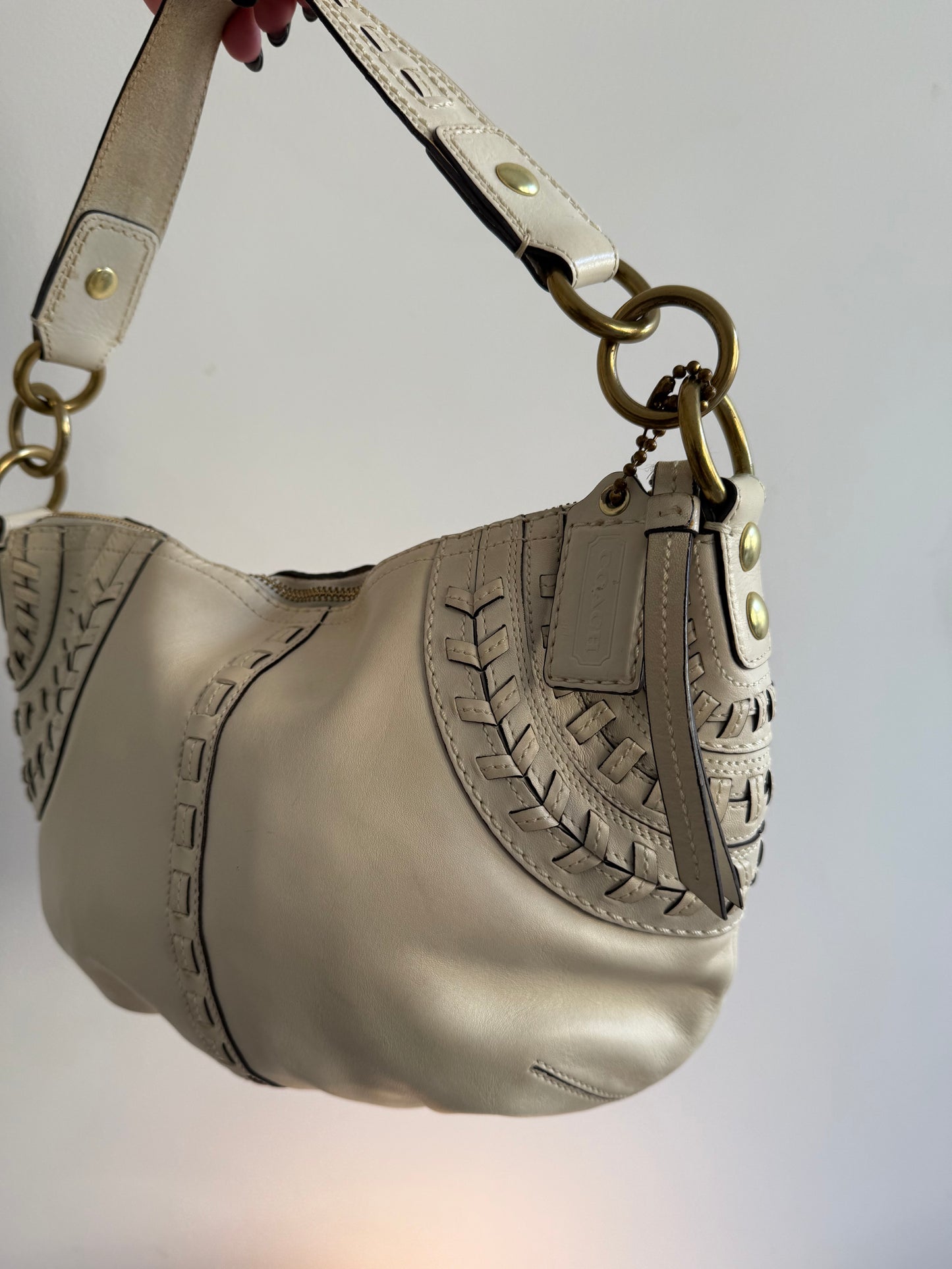 Coach Ivory Leather Shoulder Bag