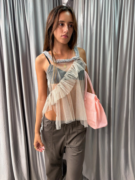 Sheer Ruffle Tulle Top
