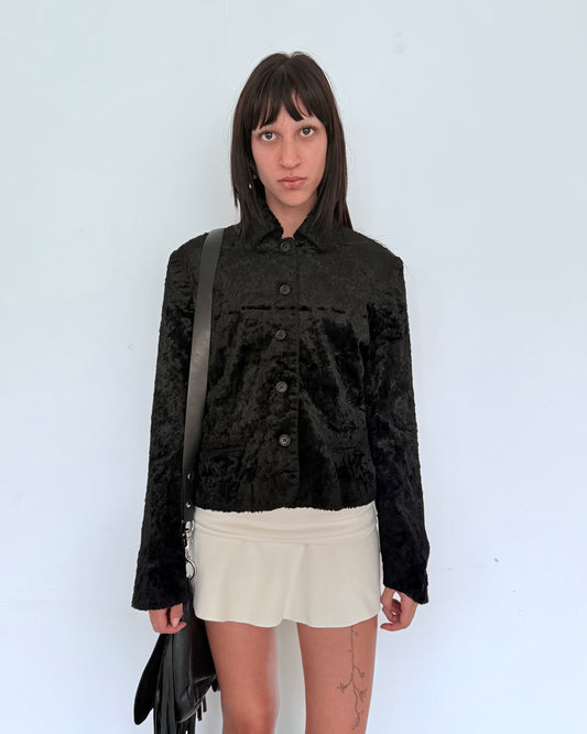 Black Faux Fur Textured Jacket