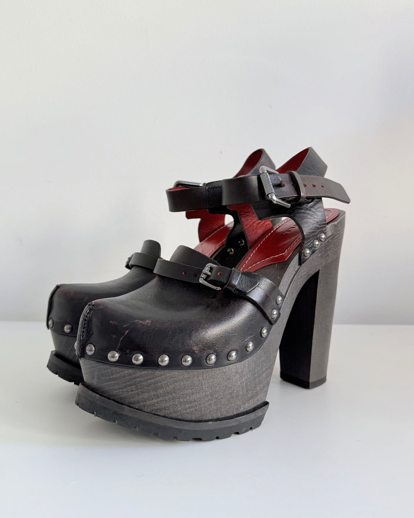 Diesel Black Chunky Platform Clogs (38)
