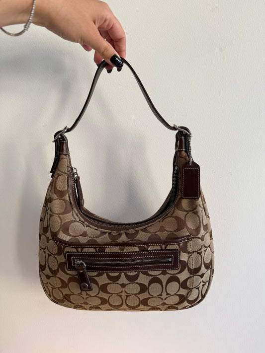 Coach Brown Signature Canvas Shoulder Bag