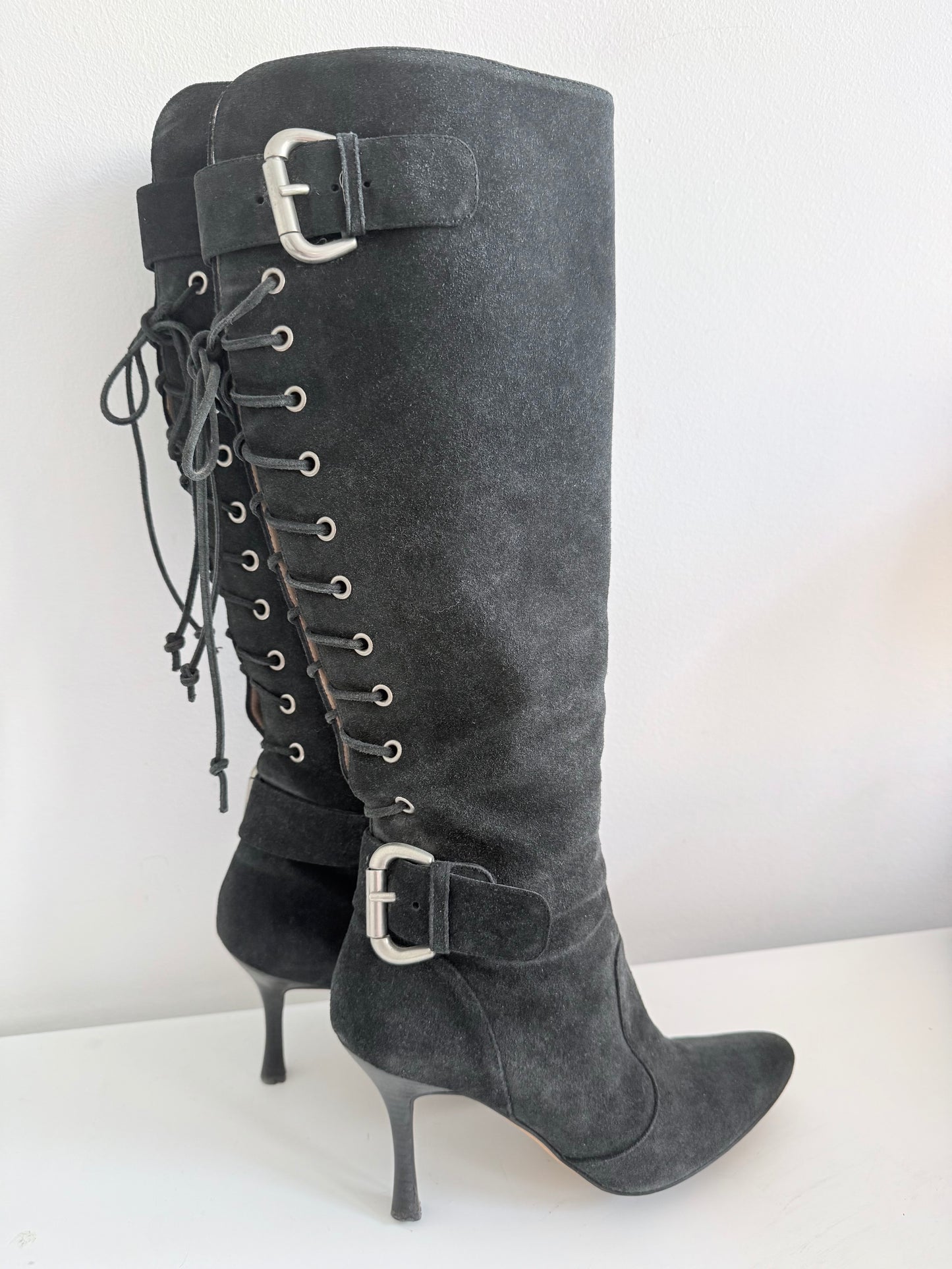 Manolo Blahnik Black Suede Boots size 36