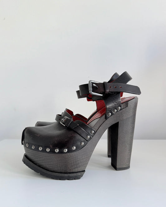 Diesel Black Chunky Platform Clogs (38)