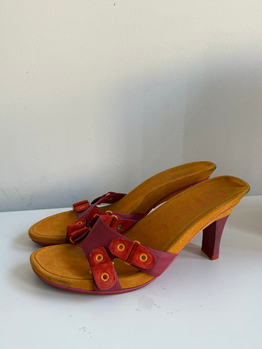 Vintage Diesel Pink & Orange Heeled Sandals