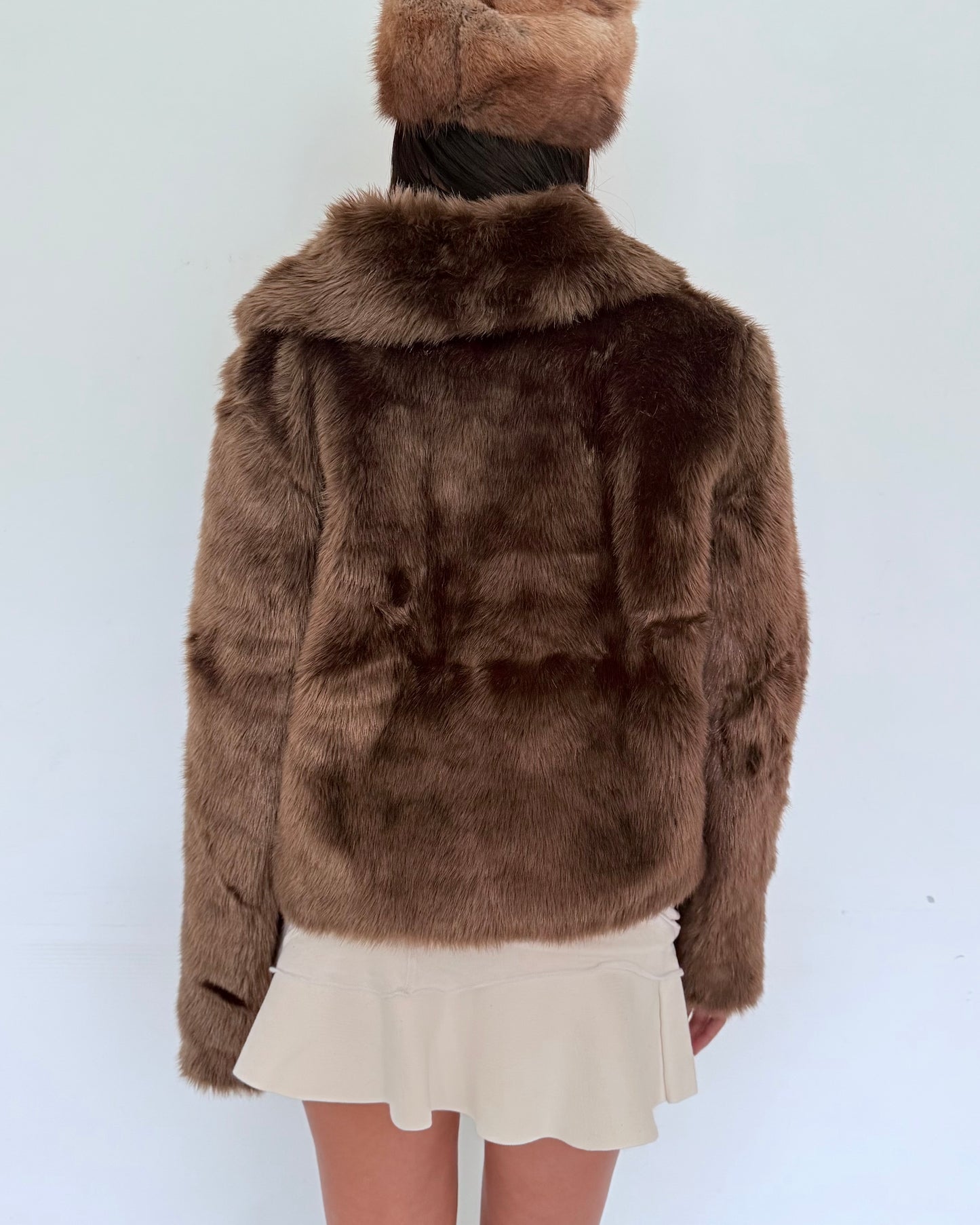 Brown Faux-Fur Cropped Jacket