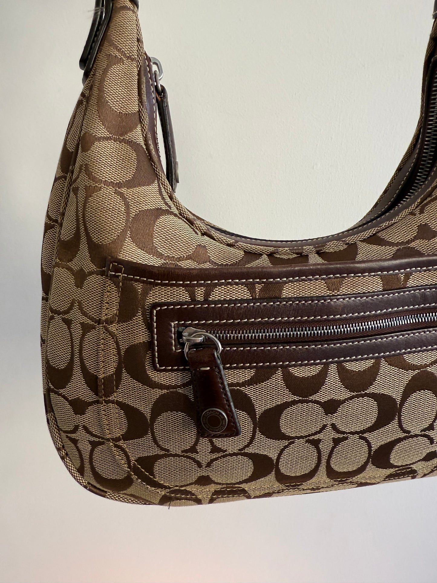 Coach Brown Signature Canvas Shoulder Bag