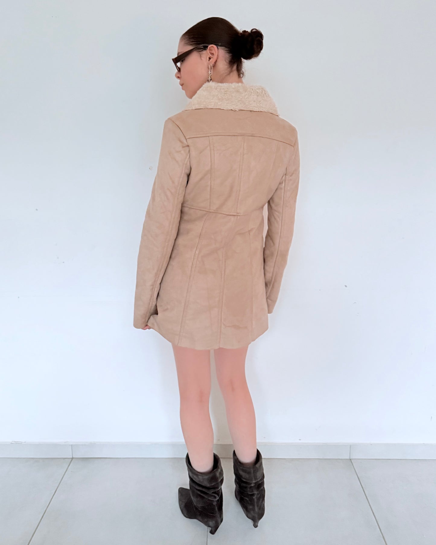 Beige Coat with Fur-Lined Interior