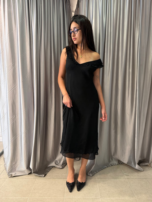 Black Ruffle Midi Dress