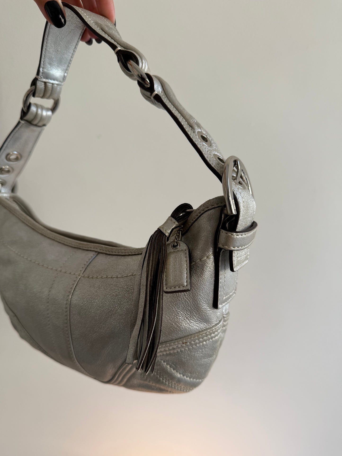Coach Metallic Leather Hobo Bag