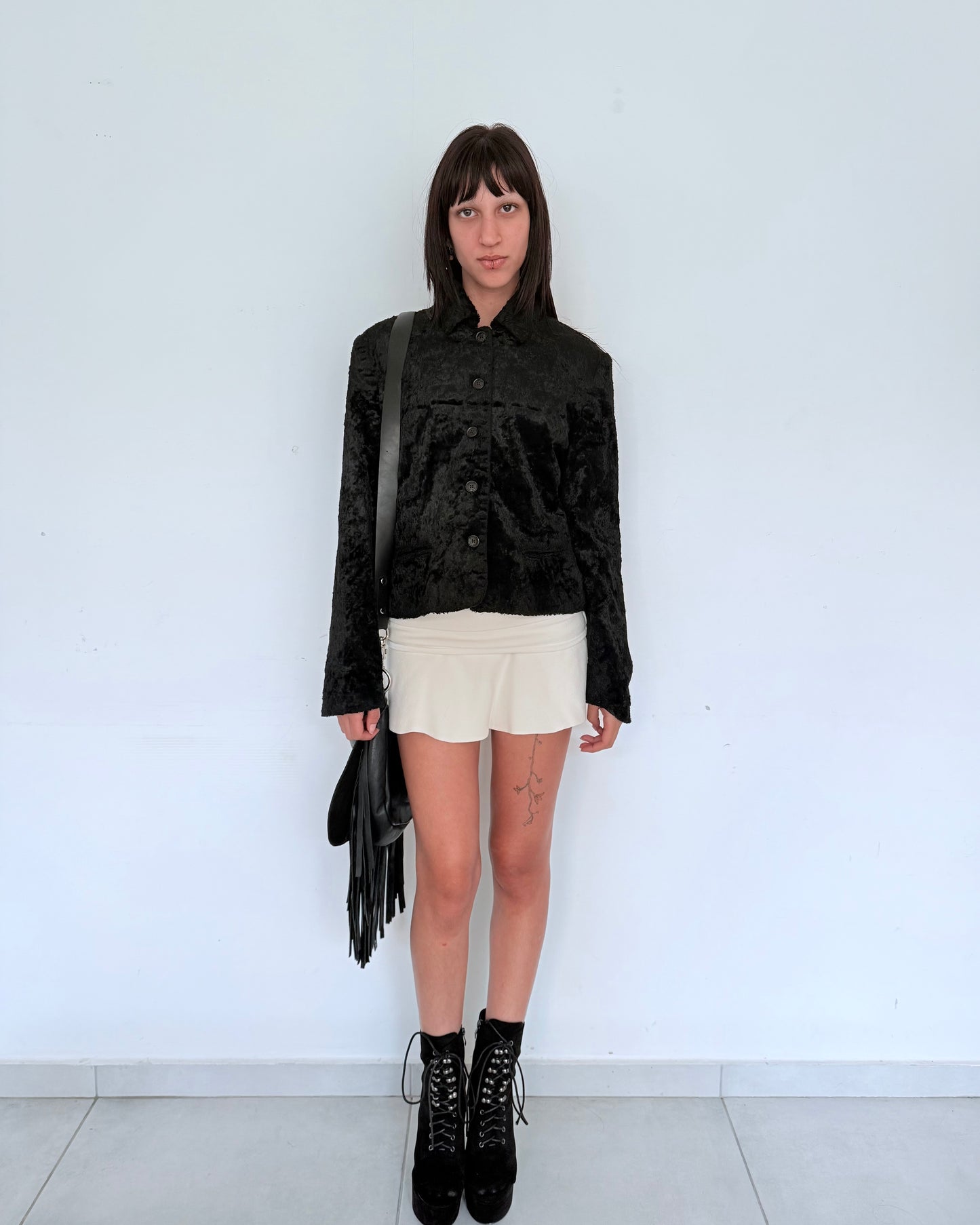 Black Faux Fur Textured Jacket