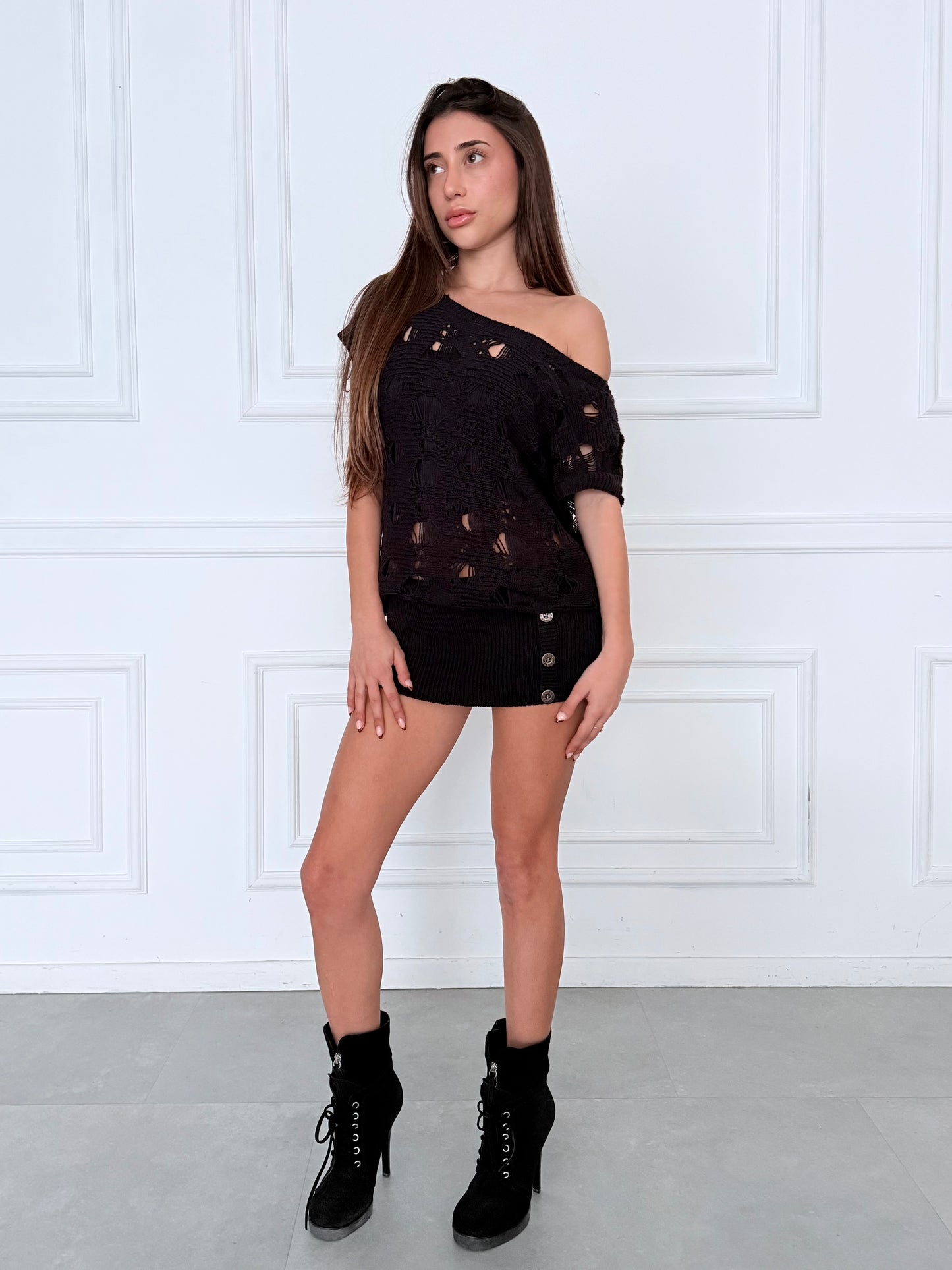 Black Knit Mini Dress
