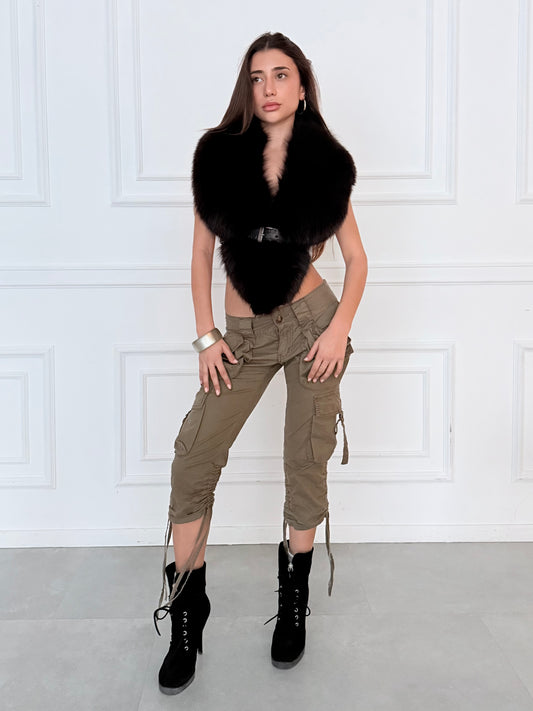 Khaki Cargo Capri Pants