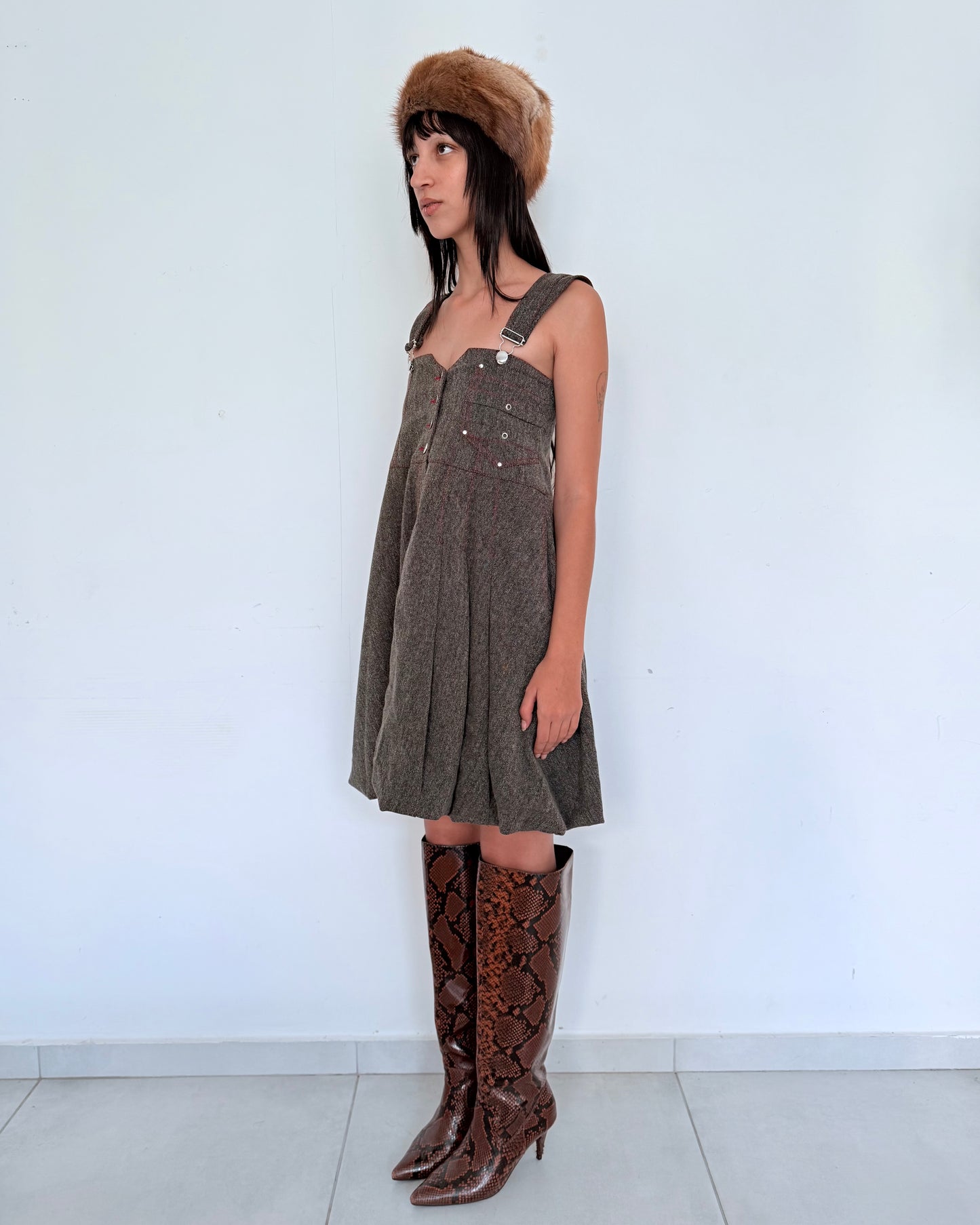 Gray Suspender Dress