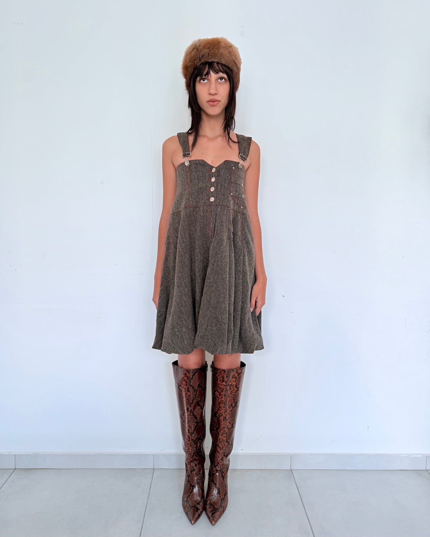 Gray Suspender Dress