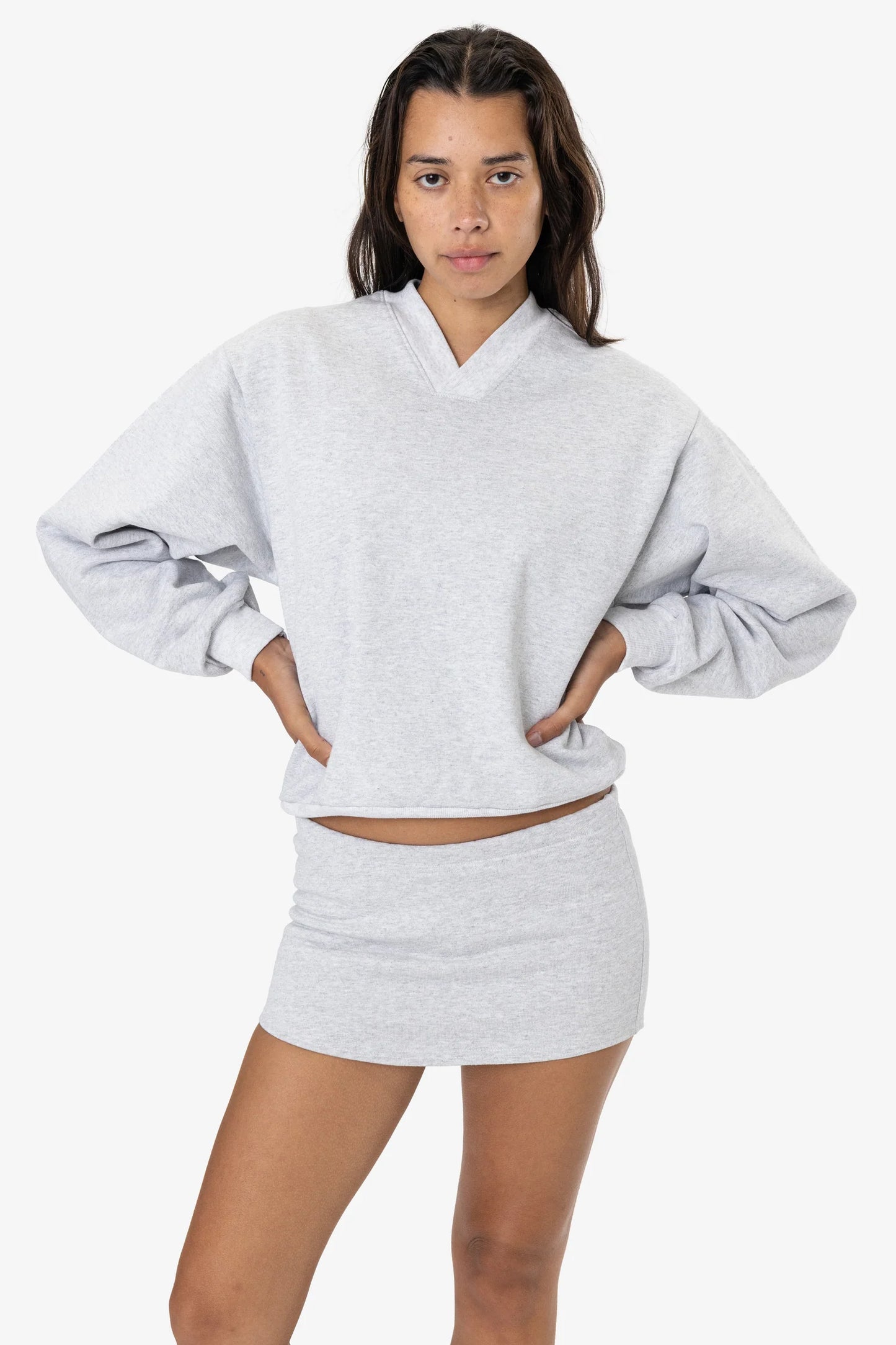 GREY HEAVY FLEECE MINI SKIRT