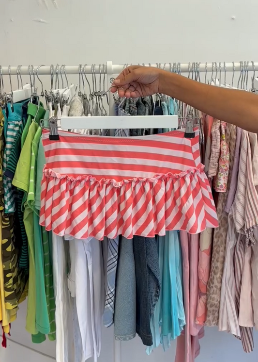 Striped Ruffle Micro Mini Skirt