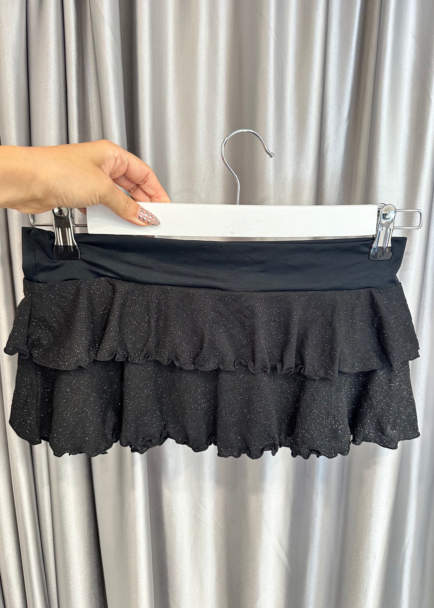 Black Ruffled Micro Mini Skirt