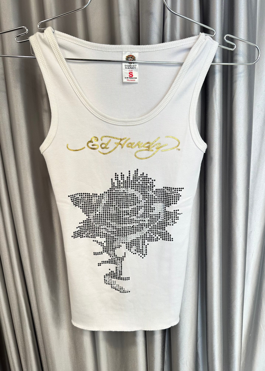 Ed Hardy Rhinestone Rose Tank