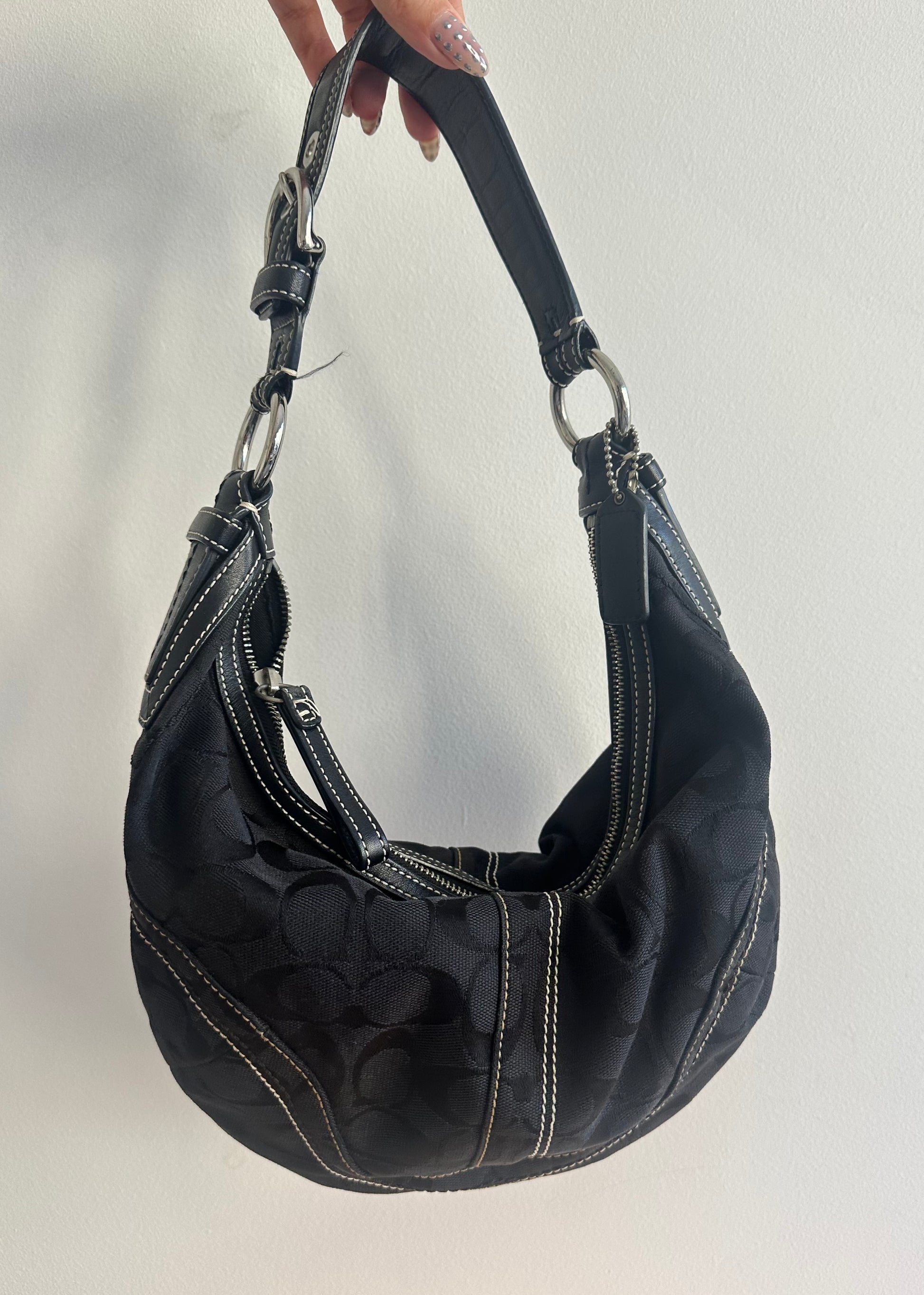 Coach Black Monogram Hobo Bag – Duniz Vintage Coach Black Monogram Hobo Bag – Duniz Vintage