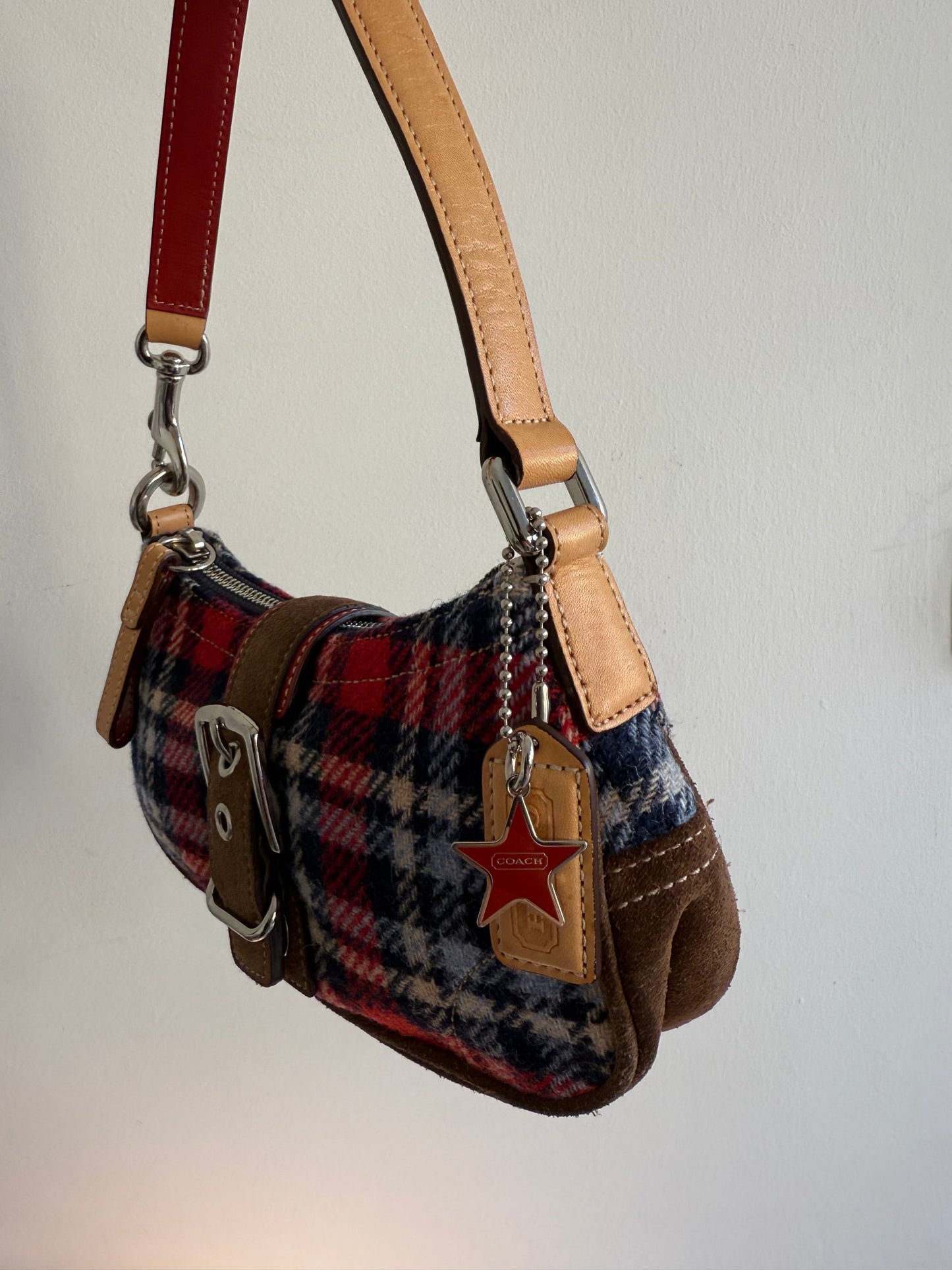 Coach Plaid wool Demi Hamptons Buckle bag