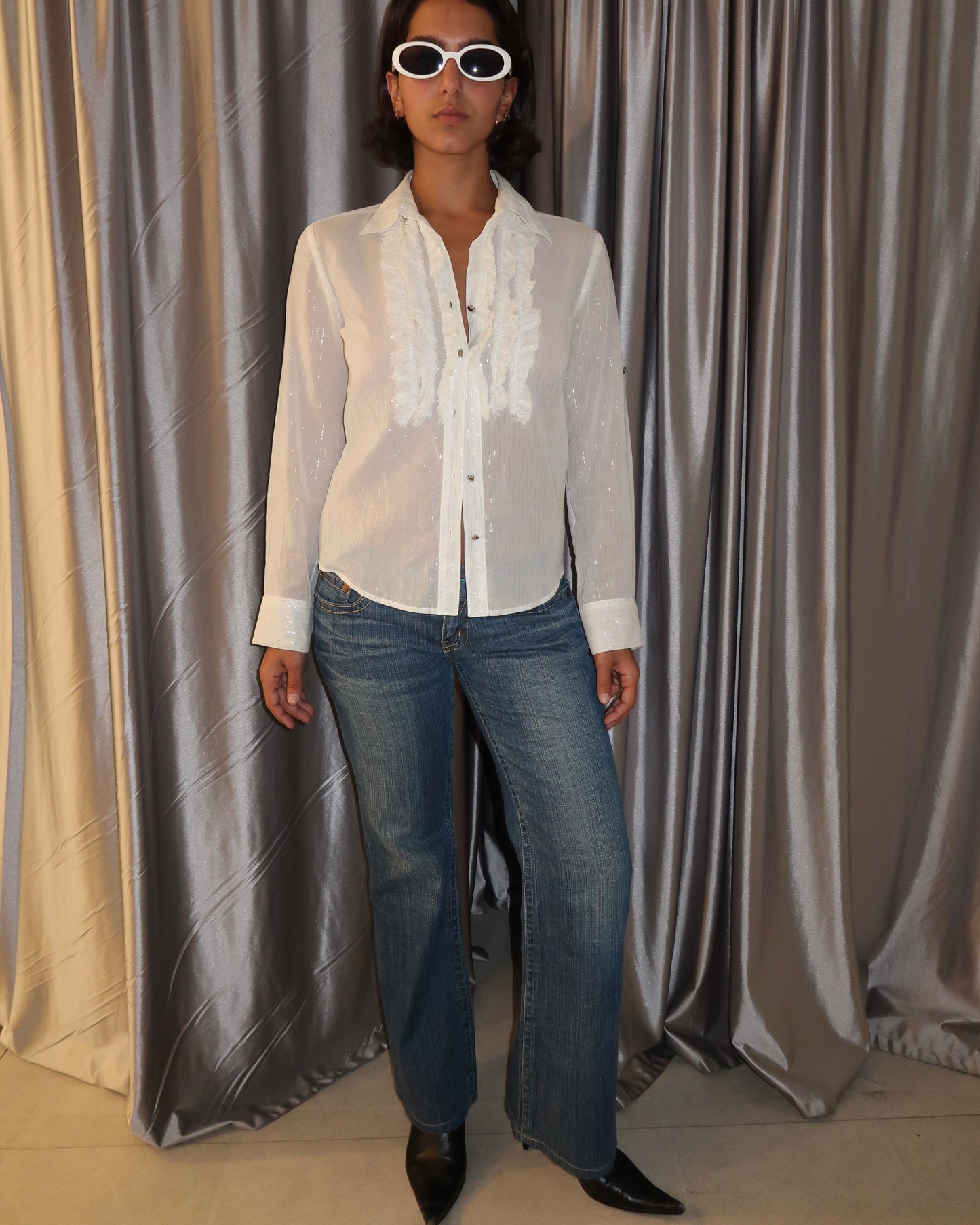 White Ruffled Blouse