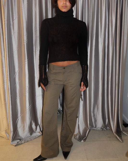 Black Semi-Sheer Cropped Sweater