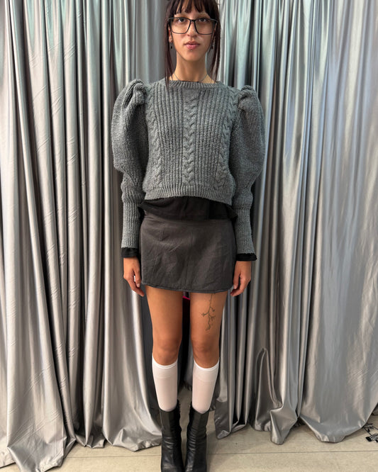 Grey Puff Sleeve Sweater