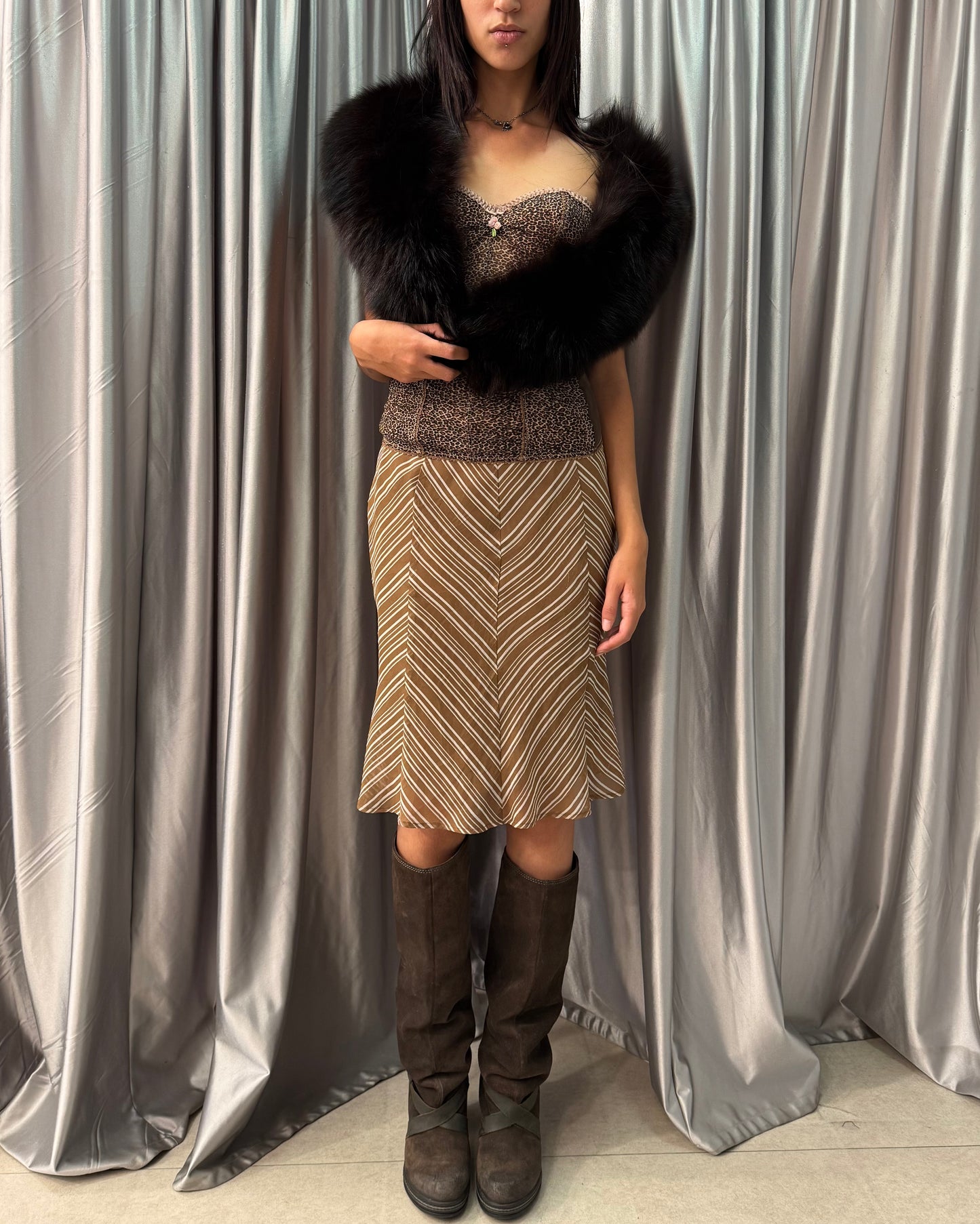 Leopard Lace-Trim Corset Top