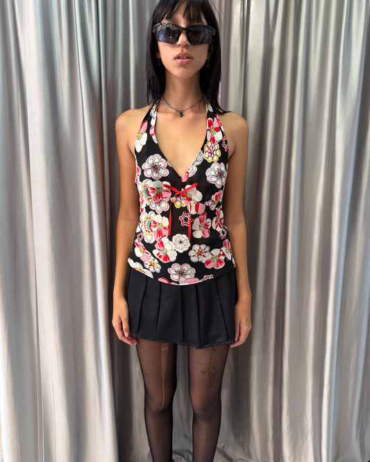 Floral Halter Bow Top
