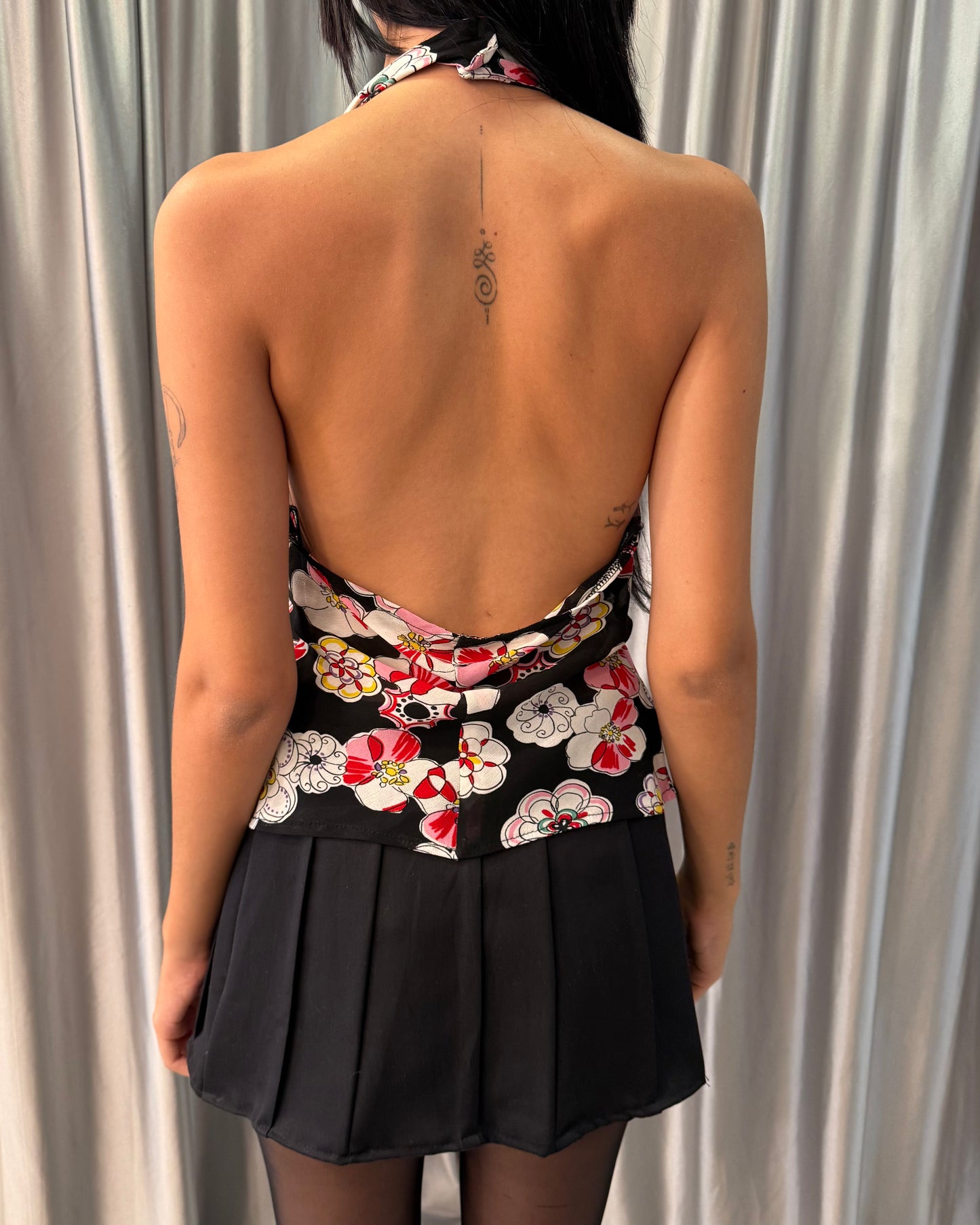 Floral Halter Bow Top