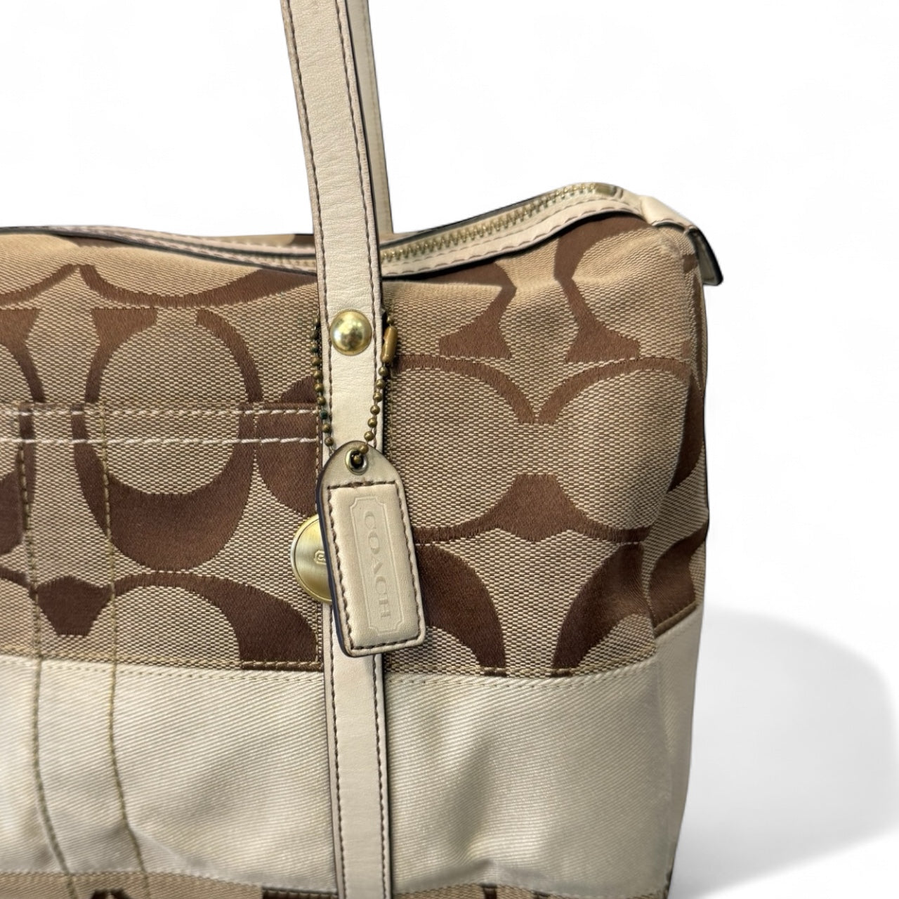 Coach Beige Leather Shoulder Bag