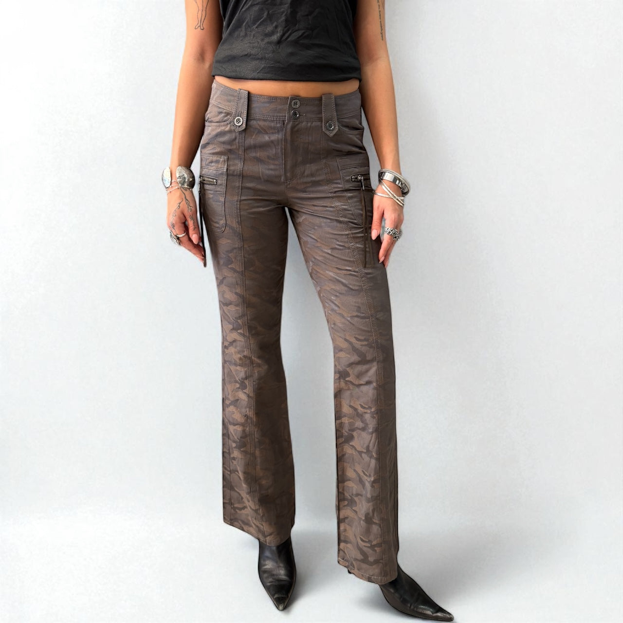 Brown Camo Wide-Leg Pan