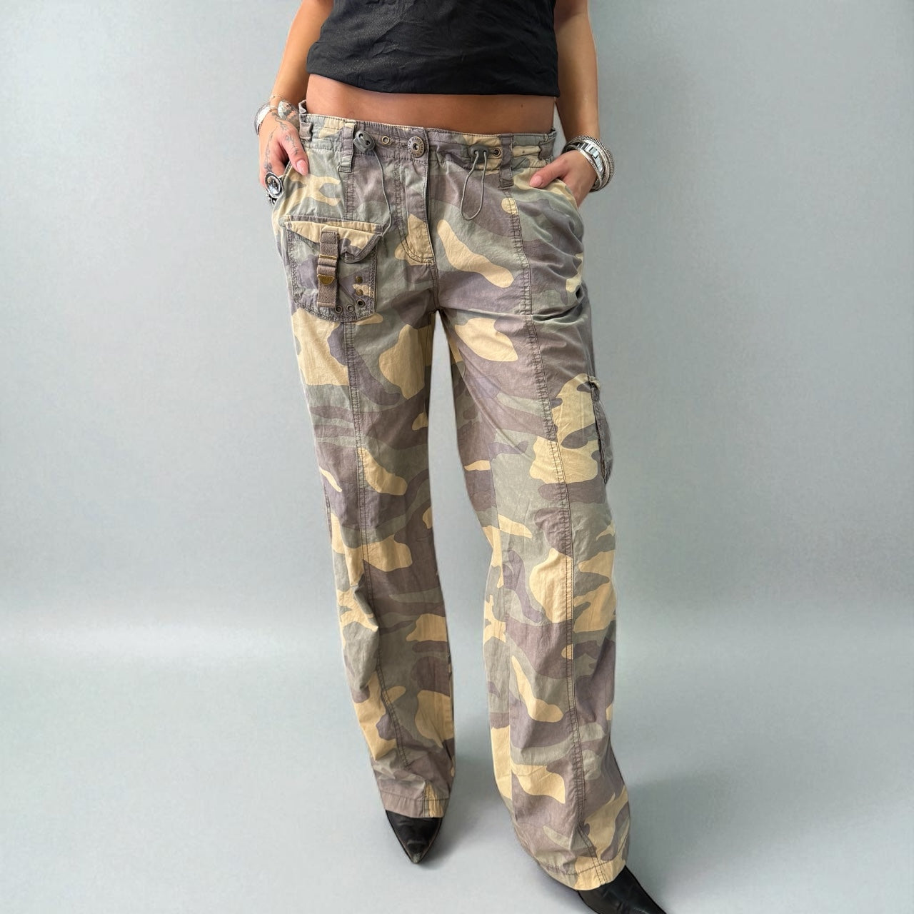 Beige Camo Cargo Pants