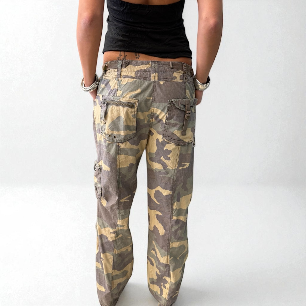 Beige Camo Cargo Pants