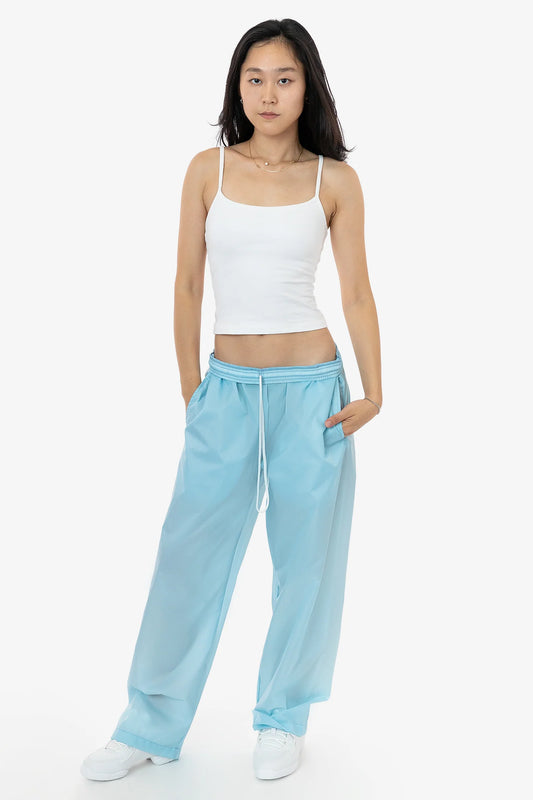 LIGHT BLUE LIGHTWEIGHT NYLON TAFFETA WIDE LEG PANT