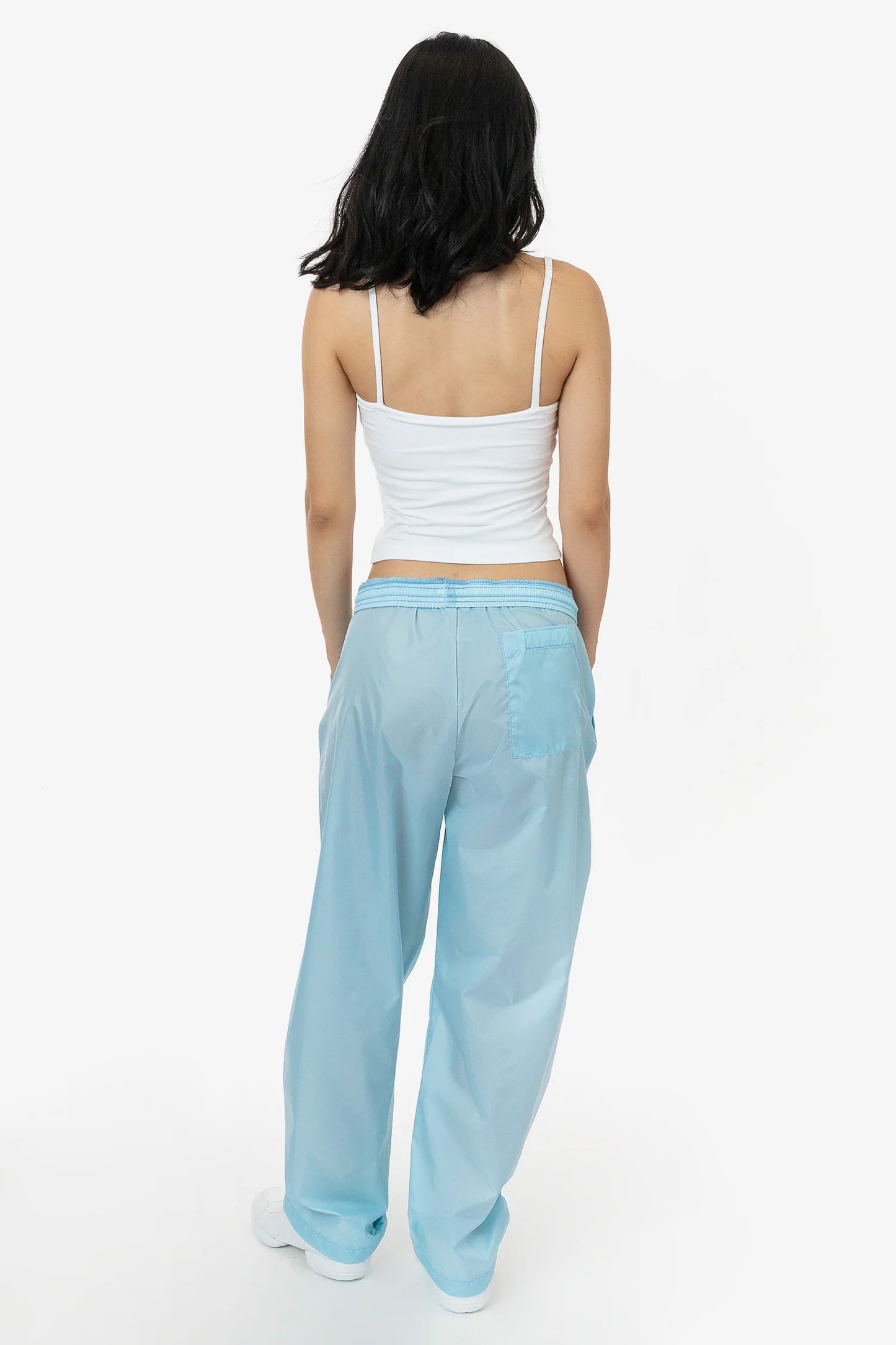 LIGHT BLUE LIGHTWEIGHT NYLON TAFFETA WIDE LEG PANT