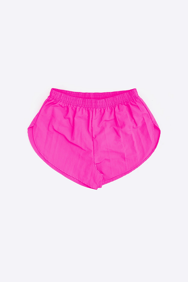 NEON PINK NYLON TAFFETA RUNNING SHORT